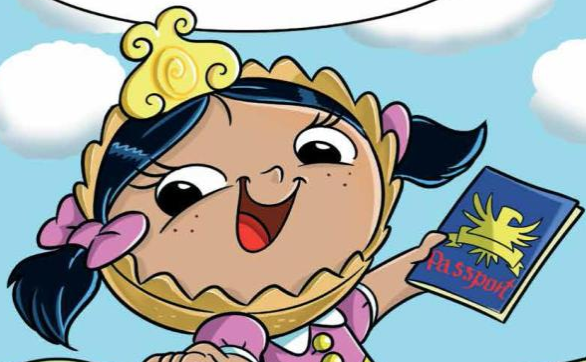 An image of Princess Pudding Pie's face showing the pie crust ring around her head.
